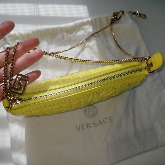 Versace Yellow Quilted Shoulder Bag - Picture 5 of 11